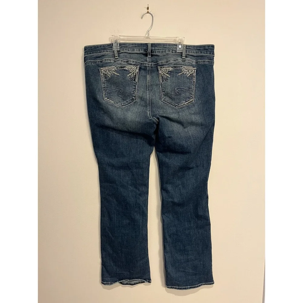 Silver Jeans Elyse Slim Boot Cut Stretch Embroidered Pockets Plus Size 20W x 33